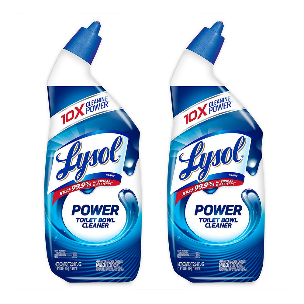 Lysol Power Toilet Bowl Cleaner Gel, For Cleaning and Disinfecting, Stain Removal Twin Pack, 24 Oz